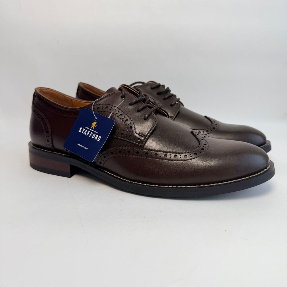 NEW Stafford STF Charles Wingtip Oxford Dress Shoes Brown Men’s US 9M NEW